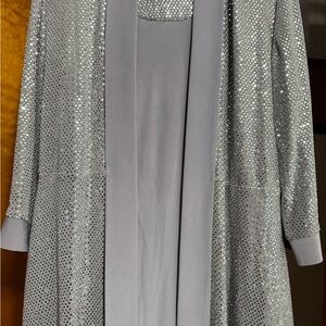 Elegant Silver Sequin Midi Dress